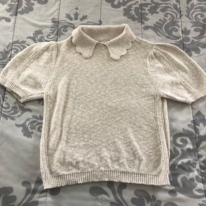 Peter Pan scallop- collar cream sweater